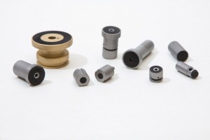 Small parts with bonded rubber